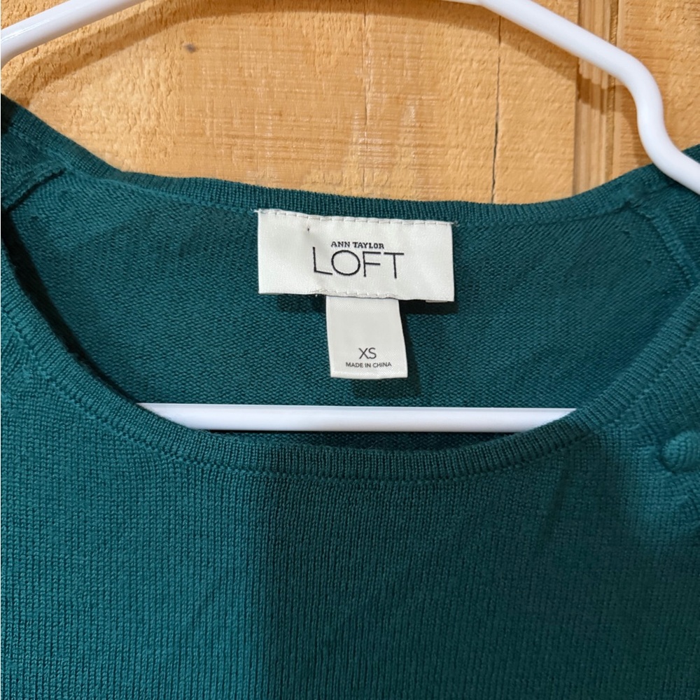 LOFT Deep Teal Button-Accent Lightweight Sweater - image 3
